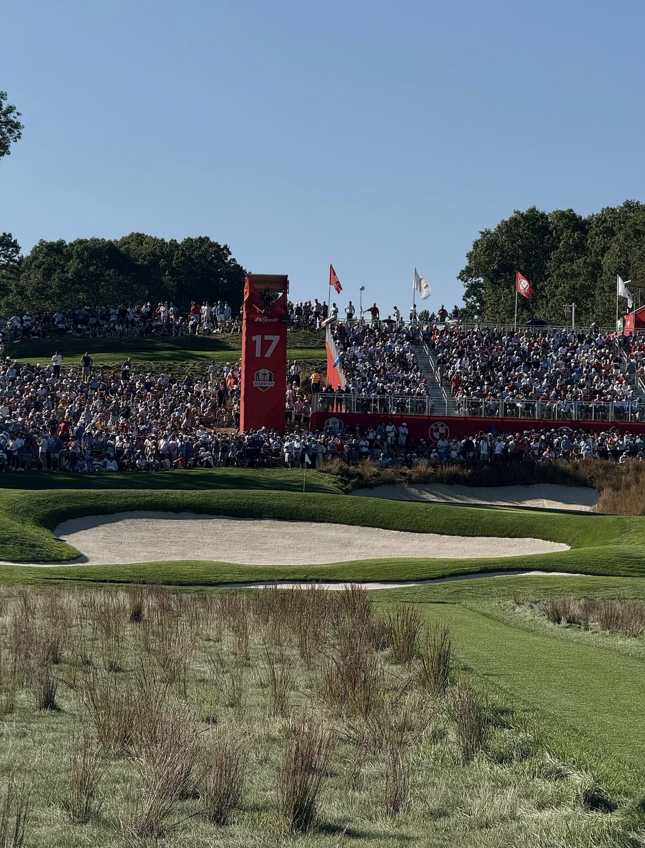 Ryder Cup grandstand crowd at the 17th hole