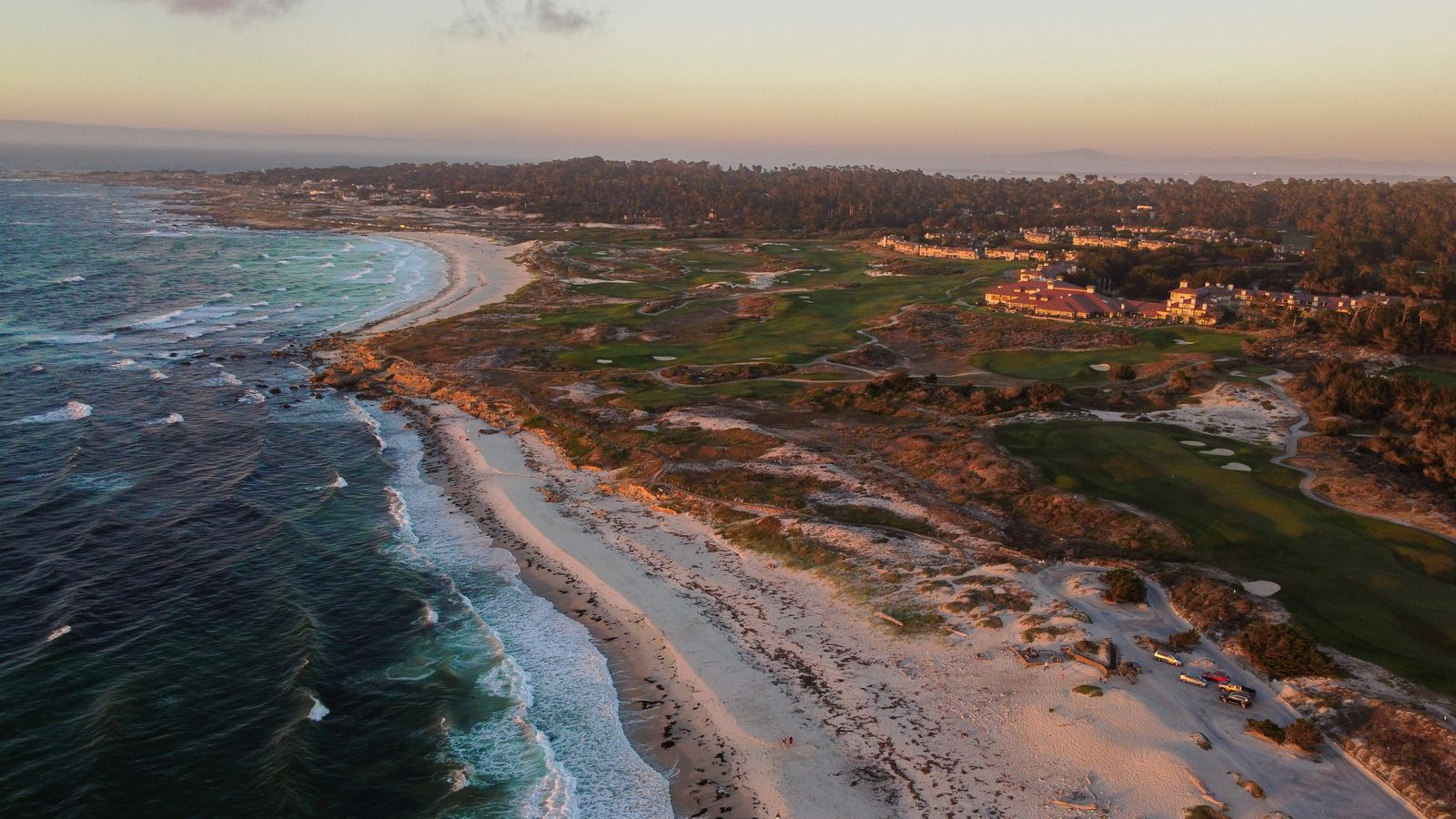 Aerial view of the Monterey Peninsula coastline, home of the U.S. Open 2027 at Pebble Beach